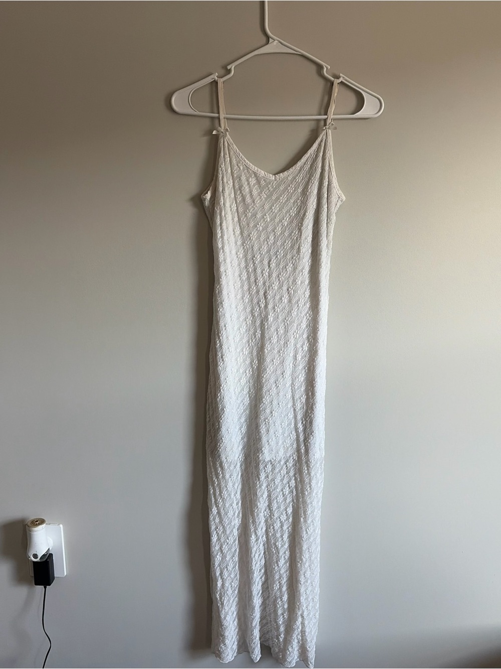 wild fable Cream Textured Spaghetti-Strap Maxi Dress